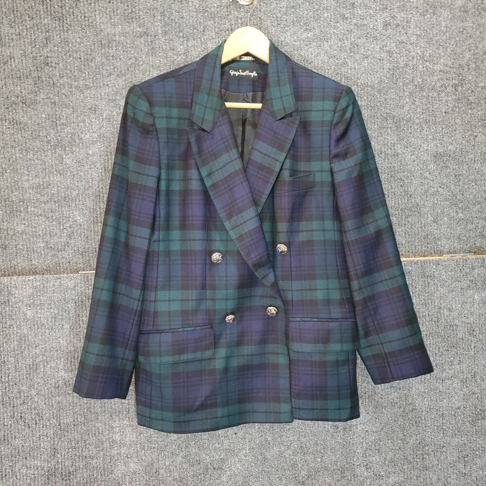 Giorgio Sant'Angelo Blackwatch Plaid Wool Blazer Womens Size 10 Vintage